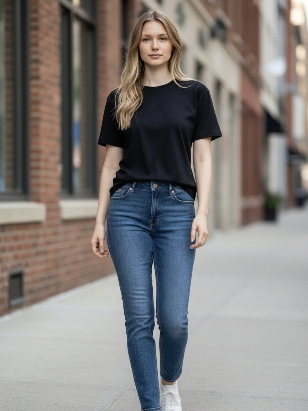 Chicos Girlfriend Slim Leg Ankle Classic High-Rise Blue Womens Jeans Size 12R